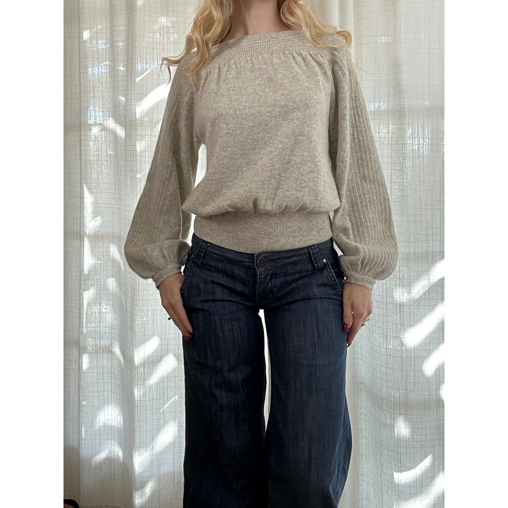 Vintage 70s balloon sleeve knit angora wool blend sweater
